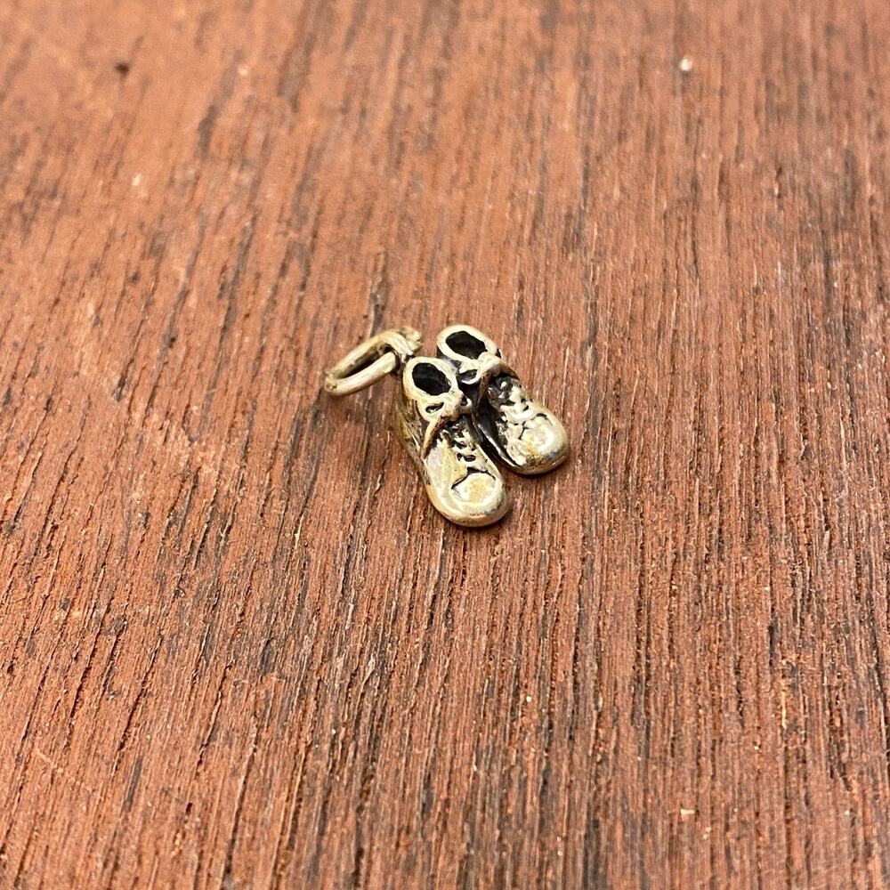 Vintage 925 Sterling Silver Baby Kids Shoes Booties Pendant Bracelet Charm